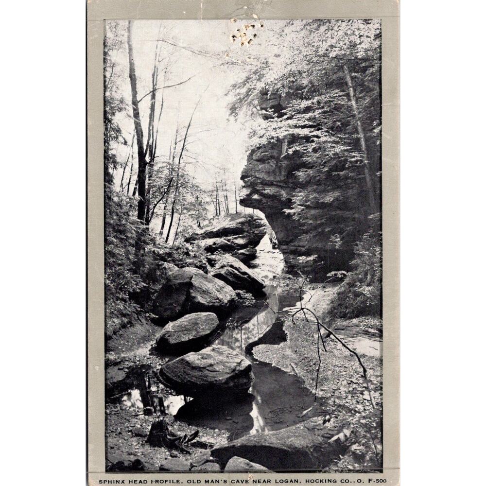 Sphinx Head Profile Old Man's Cave Near Logan Vintage Postcard SP17-15